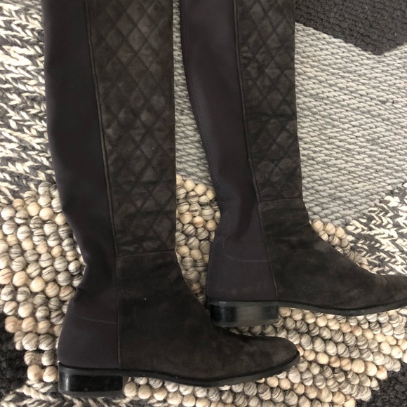 Stuart Weitzman Shoes - Stuart Weitzman dark gray quilted knee high boots.